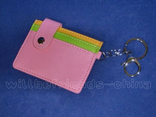 Multicolor IC ID Pass Room Card Holder Skin Cover Bag Charm Key Ring Chain P.