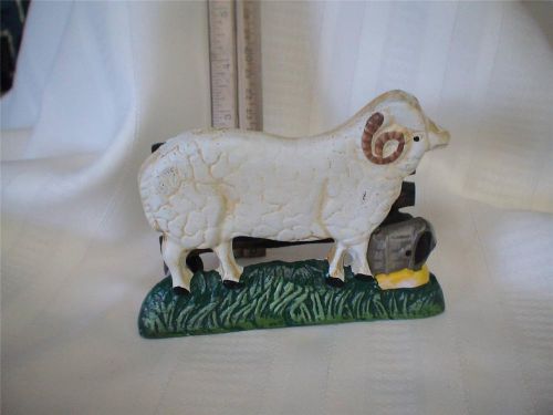 Cast Iron Metal Business Card Holder Lamb Sheep Ram Fence