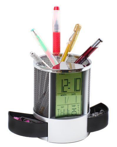 Luxury Gifts Inc multifunctional Pen Holder Alarm Date Clock Temperature Timer