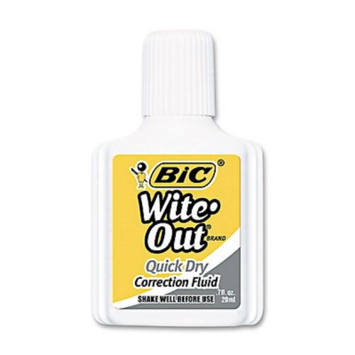 BIC Wite-Out Quick Dry Correction Fluid, 20ml Bottle, 12-Pk - White