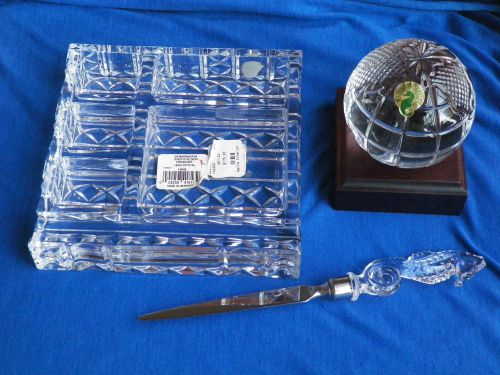 Waterford Crystal - Desk Organizer, Globe, Seahorse Letter Opener - High Quality