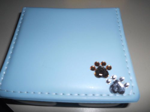 4 SHELTIE RESCUE BLUE NOTE BOX HOLDER WITH PAW PRINTS PLAIN NOTE PAPER