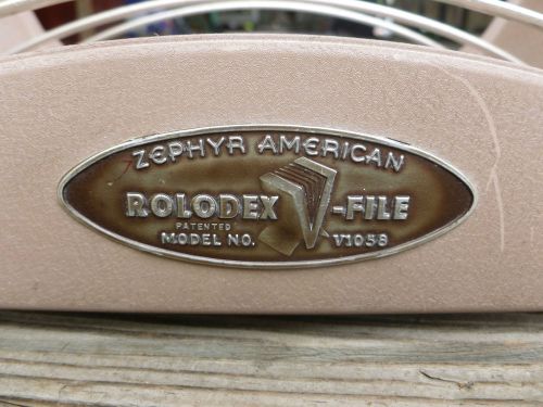 Vintage ROLODEX V-File Zephyr American Model V1058 Metal CARD HOLDER Mad Men USA