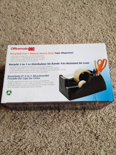 Officemate Recycled 2-In-1 Heavy Duty Tape Dispenser w/ Weighted Base, Black NEW