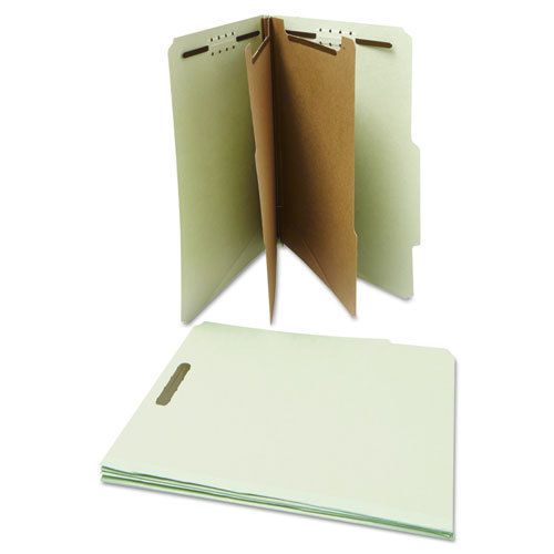 Pressboard classification folder, letter, six-section, gray-green, 10/box for sale