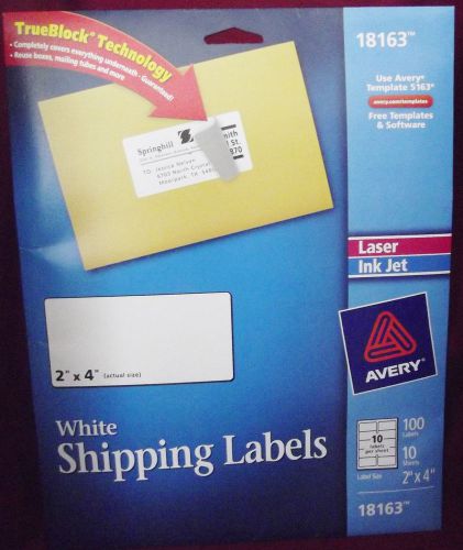 Avery White Shipping Labels 18163 NWOT 2&#034; x 4&#034; 10 Per Sheet Laser Ink Jet