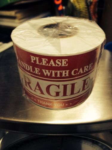 roll of 300 2 X 3  FRAGILE Please Handle With Care Labels Stickers
