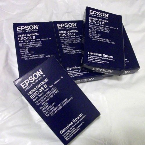 5 Genuine Epson ERC-38 B Black Ribbon Cartridge