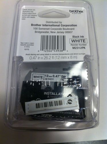 Brother P-Touch M Tape White 12mm 0.47&#034; Brand New Home &amp; Hobby M-K231