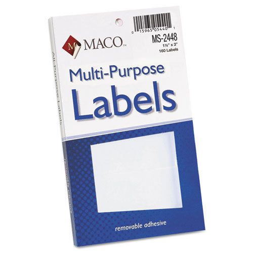 Multipurpose Self-Adhesive Removable Labels, 1 1/2 x 3, White, 160/Pack