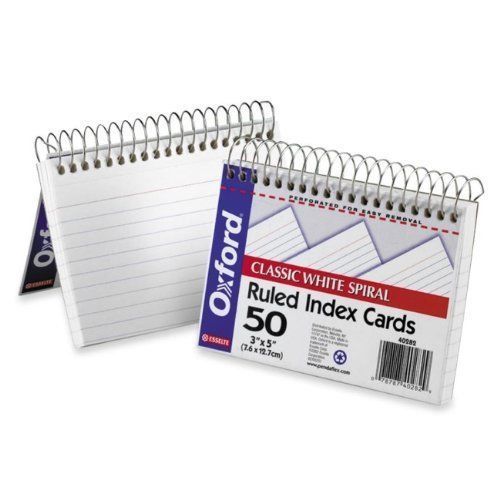 Oxford Printable Index Card - 3&#034; X 5&#034; - Recycled - 50 / Pack - White (ESS40282)