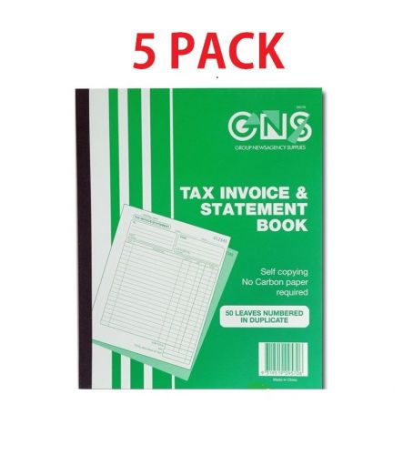 5 X 50 PAGES  INVOICE &amp; STATEMENT  BOOK A4 GNS 572 DUP 10X8 CARBONLESS  (09570)