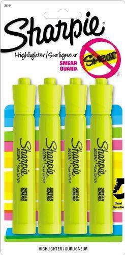 NEW 16 Sharpie Accent Tank Style Fluorescent Yellow Highlighters 4/Pks*4 Packs
