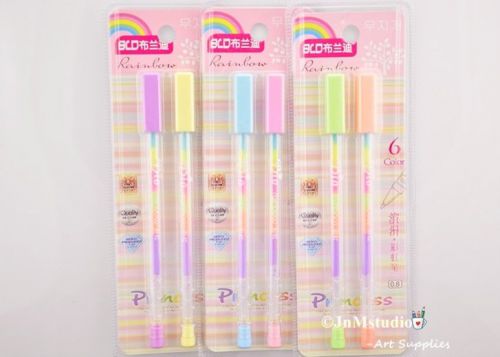 2/pack rainbow color pastel smooth highlighter markers pens-0.8mm pen point for sale