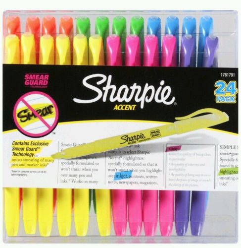 Sharpie Accent Highlighters Assorted Colors (24 Pack) Versatile Chisel Tip