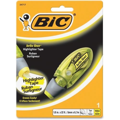 BIC Brite Liner Dispenser Highlighter Tape - Yellow - 1 / Pack