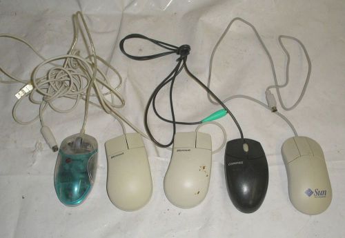 Lot of 5 Computer Mouse Mice Dell Microsoft Sun Macally