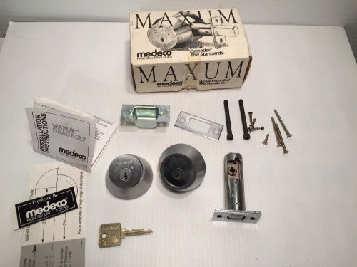 Medeco Maxum Deadbolt, Satin Chrome Double Cylinders With Key