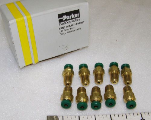 10 ea brass  fittings 1/8&#034; tube  x 1/16&#034; male pipe parker 68pl-2-1 ((r11)) for sale