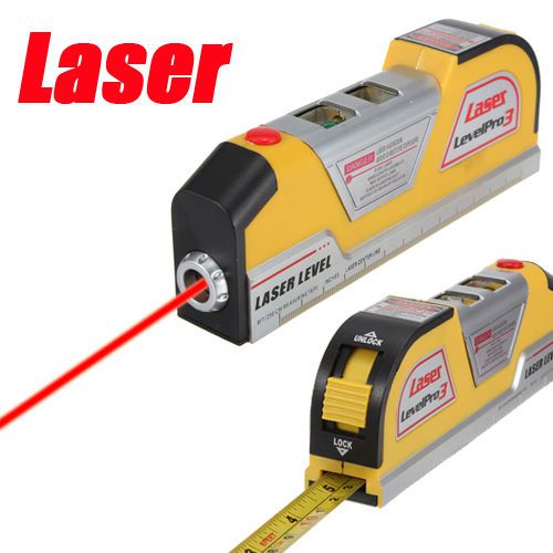 8ft Horizon Vertical Bubble Laser Level Measure Tape Aligner Multipurpose Ruler
