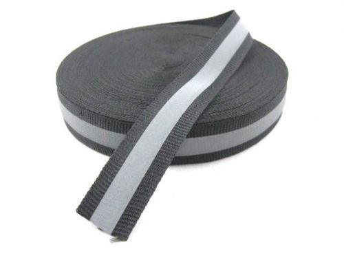 SILVER Black REFLECTIVE TAPE sew on material 6 yardX1&#034;  6M 20 Foot