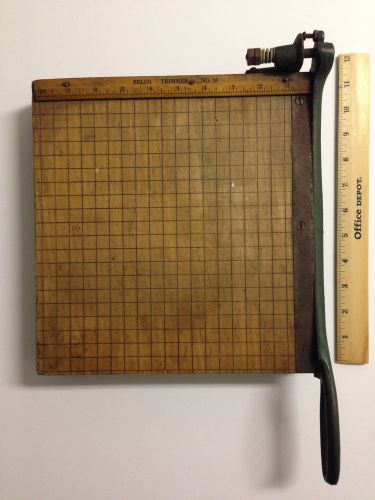 VERY OLD BELCO 10&#034; PAPER CUTTER # No. 10 SOLID GUILLOTINE TRIMMER. Iron &amp; Wood