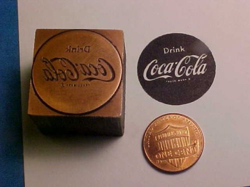 Letterpress printers block drink coca-cola soda,coke! round logo 1899 present for sale