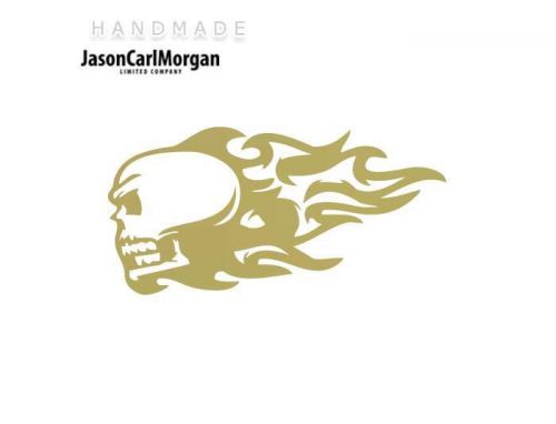 JCM® Iron On Applique Decal, Flaming Skull Gold