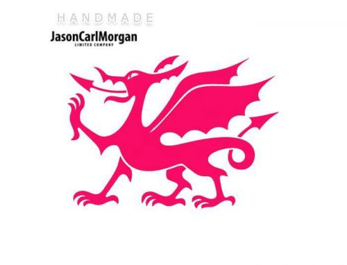 JCM® Iron On Applique Decal, Welsh Dragon Neon Pink