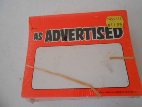 &#034;AS ADVERTISED&#034; STORE SIGNS 4&#034; X 5&#034;&#034; HEAVY CARD STOCK PEEL &amp; STICK STRIP