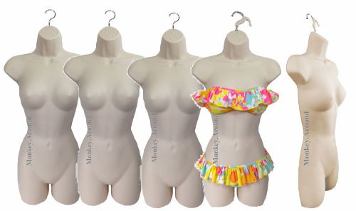 Set of 5 Mannequin Female Dress Torso Body Form Women Display Clothing Hanging