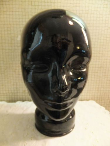 Beautiful Dense + Thick Black Glass Mannequin Head From Italy
