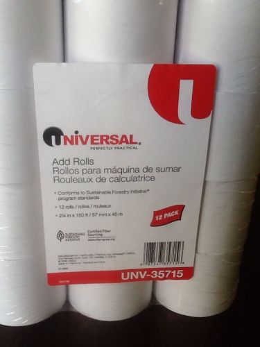 Universal Perfectly Practical 12 White Add Rolls 21/4&#034; x 150ft.  UNV-35715