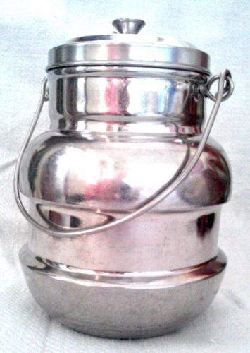 4 Qt Stainless Steel Vintage Milk Can Tote For Goat, Cow, and Sheep Rare shape