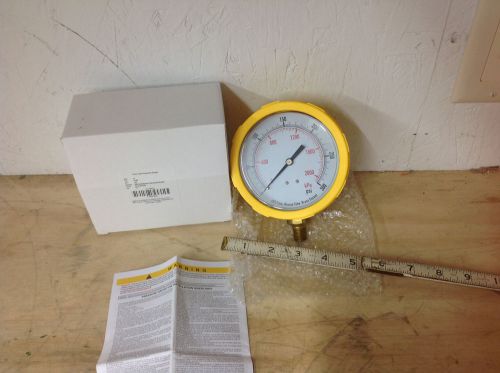 Grainger 4efk4, 4&#034; pressure gauge face, 0-300 psi, 1/4&#034; npt yellow . new for sale