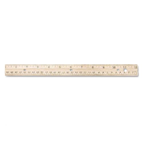 Wescott Hole Punched Wood Ruler with Metal Edge