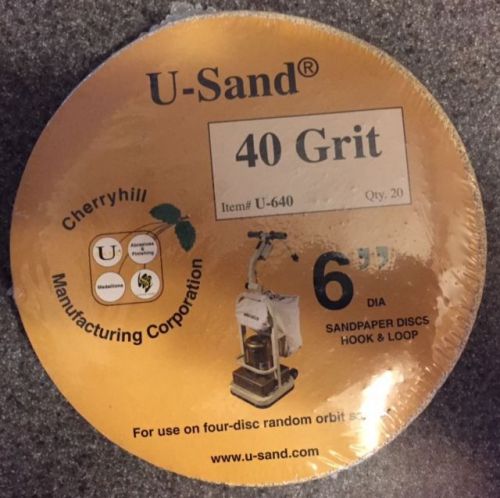 40 grit cherryhill u-sand floor sander hook &amp; loop discs - sandpaper - 20 pack for sale