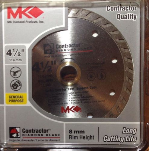 4 1/2&#034; contractor diamond blade by mk diamond products 7/8&#034;- 20 mm- 5/8&#034; arbor for sale
