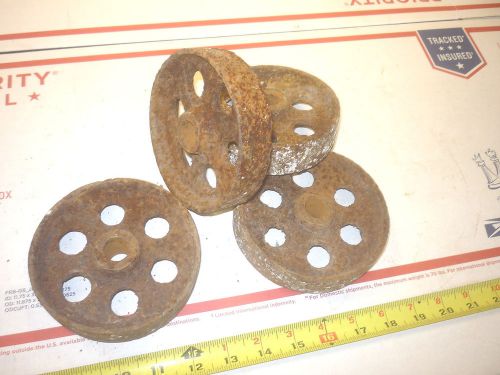 4 OLD ANTIQUE CAST IRON WHEEL MAYTAG GAS ENGINE SHOP CART &amp; CRAFT BUGGY