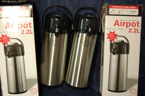 2x Airpot Select-Air Glass Lined Hot / Cold Carafe / Coffee Tea SAL22S air pot