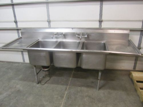 8&#039; 3 compartment ss sink w/ evergrind e404 disposal for sale