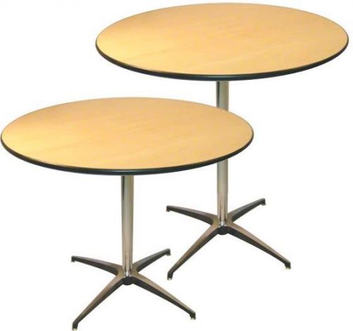 Plywood Pedestal Table 36&#034; Diameter Cast Aluminum Base Bullnose Edging Polyureth