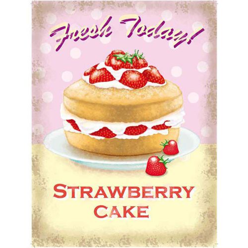 Strawberry Cake Rustic Bakery Metal Sign