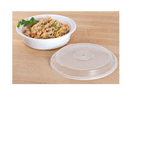 10 SETS 7&#034; Round White 24 Oz.Plastic Take-out Food Containers + Lids/Containers