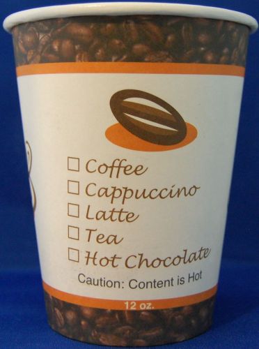 300 Disposable paper Hot Drinks cups Tea &amp; Coffee &amp; Espresso 12oz w/ dome lids