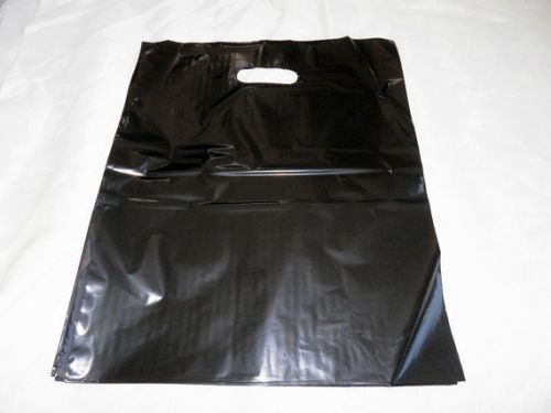 50 12x15 Glossy Black Low-Density Plastic Merchandise Bags W\Handles Retail Bags