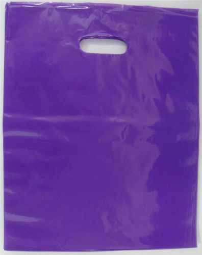 200 qty. 15&#034; x18&#034; x4&#034; purple glossy low density merchandise retail shopping bags for sale