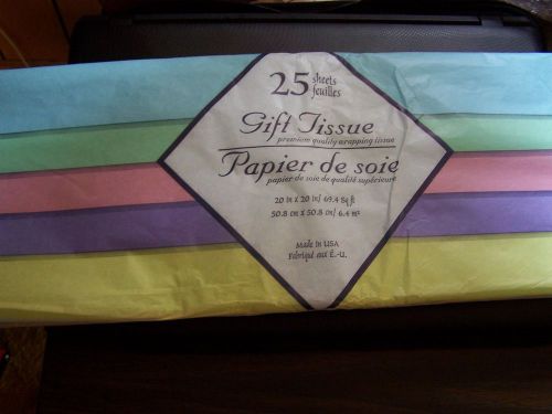2 PACKAGES OF 25 SHEETS EACH MULTI COLOR TISSUE PAPER 20&#034; X 20&#034; TOTAL 50 SHEETS
