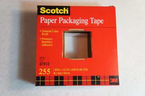 3M SCOTCH PAPER PACKAGING TAPE 255, 1-1/2 &#034; x 60yd NATURAL COLOR KRAFT