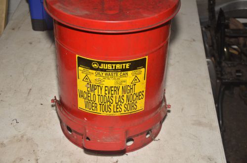 JUSTRITE 6 Gal Oil Grease Rag Waste Trash Container Can Foot Operated oily shop